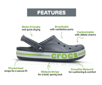Baybands Casual Clogs (Slate Grey - Lime Punch)